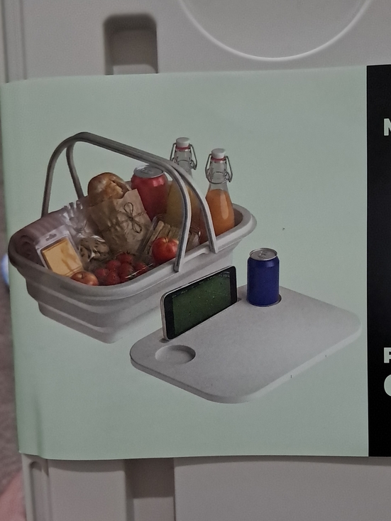 Other - Collapsible Picnic Basket with Removable Snack Tray - White